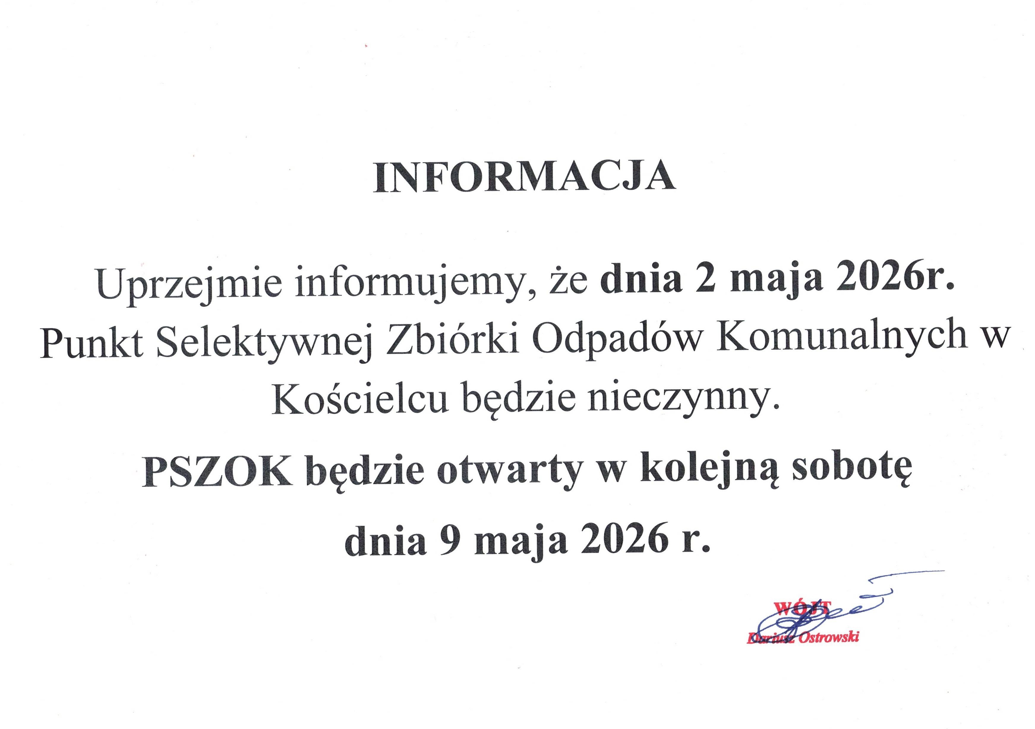 PSZOK nieczynny